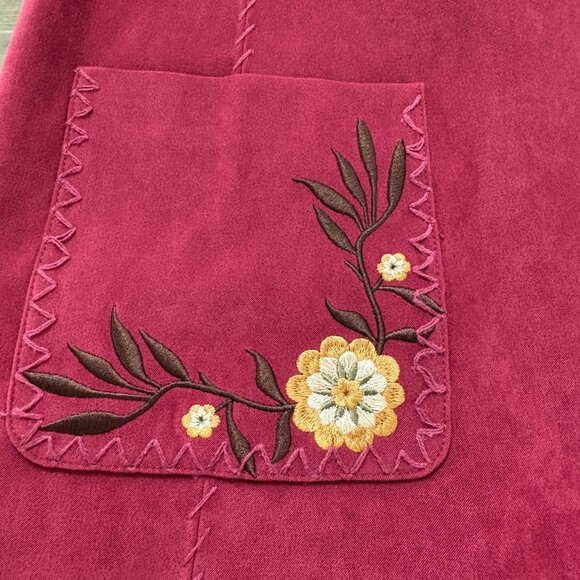 Susan Graver Stretch Moleskin Western Jacket Size L Red Floral Embroidered NWT - Picture 13 of 14